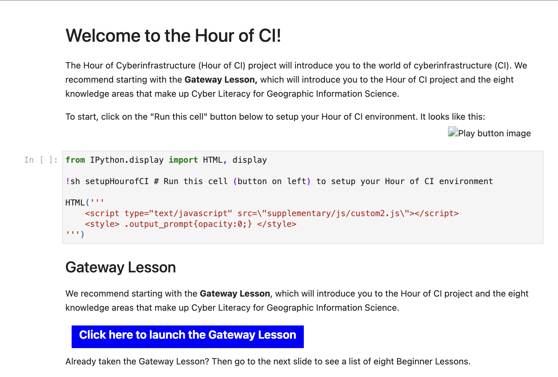 Hour of CI Lessons module cover