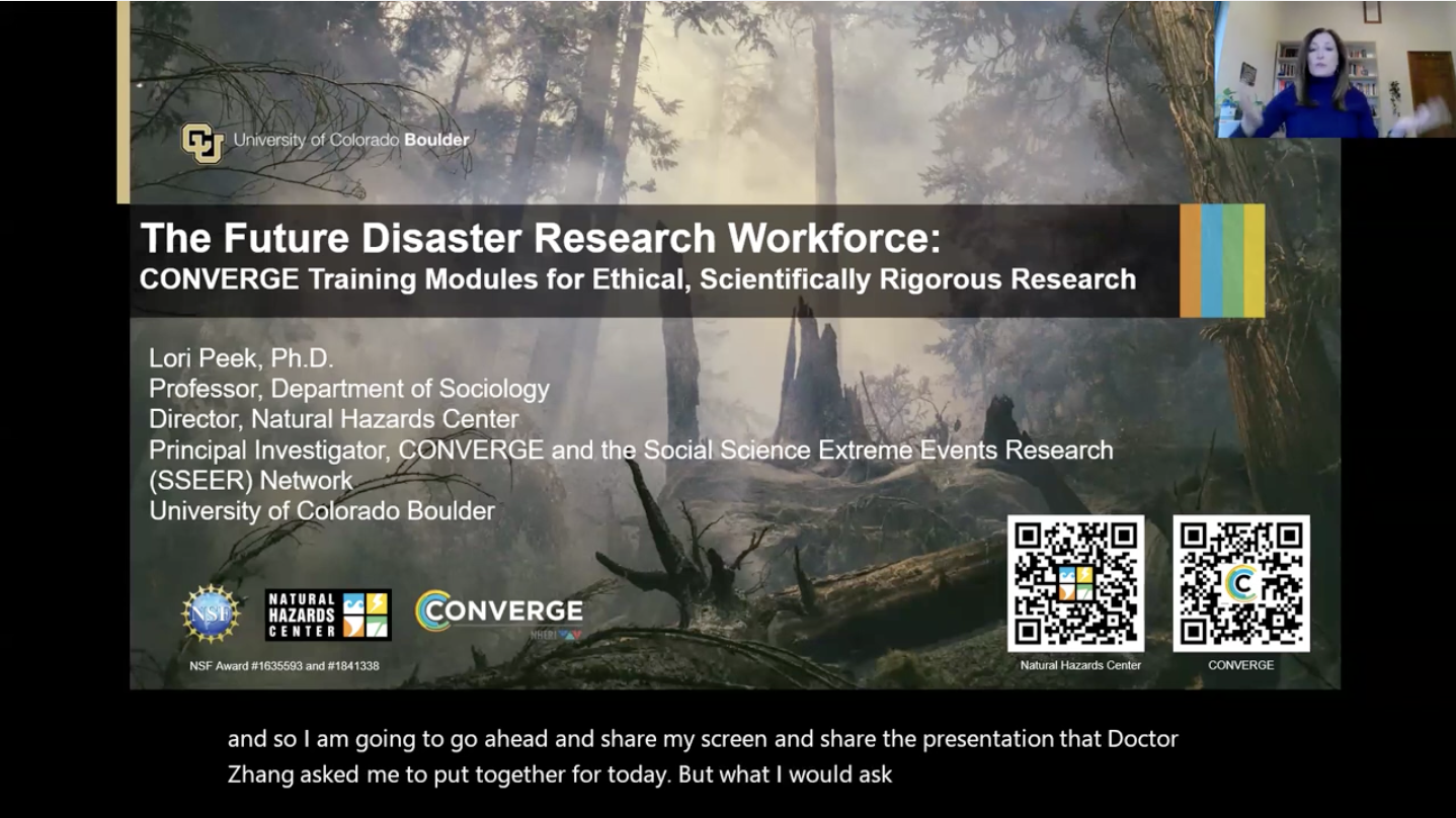 The Future Disaster Research Workforce: CONVERGE Training Modules for Ethical, Scientifically Rigorous Research webinar cover