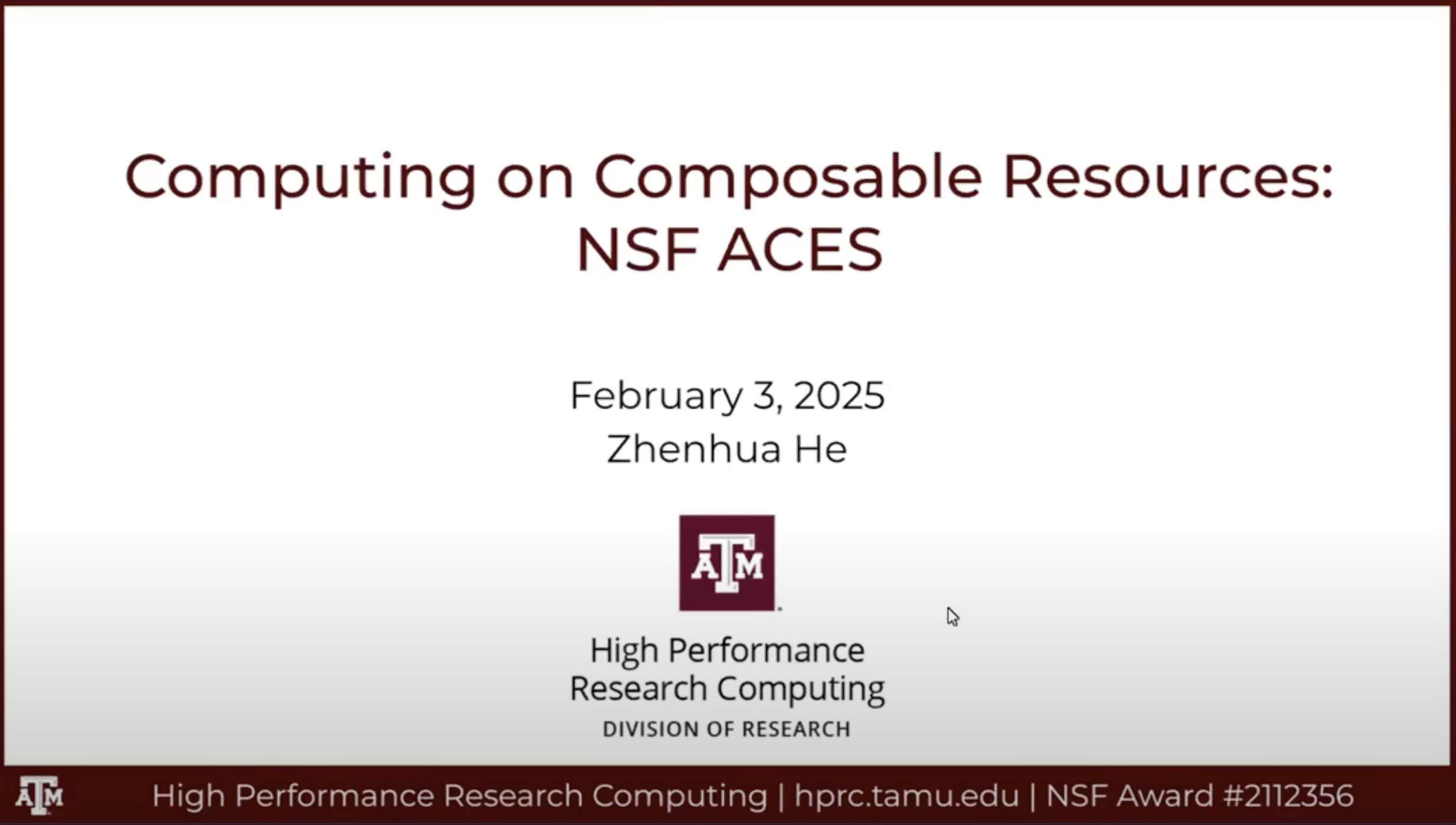 Computing on Composable Resources: NSF ACES webinar cover